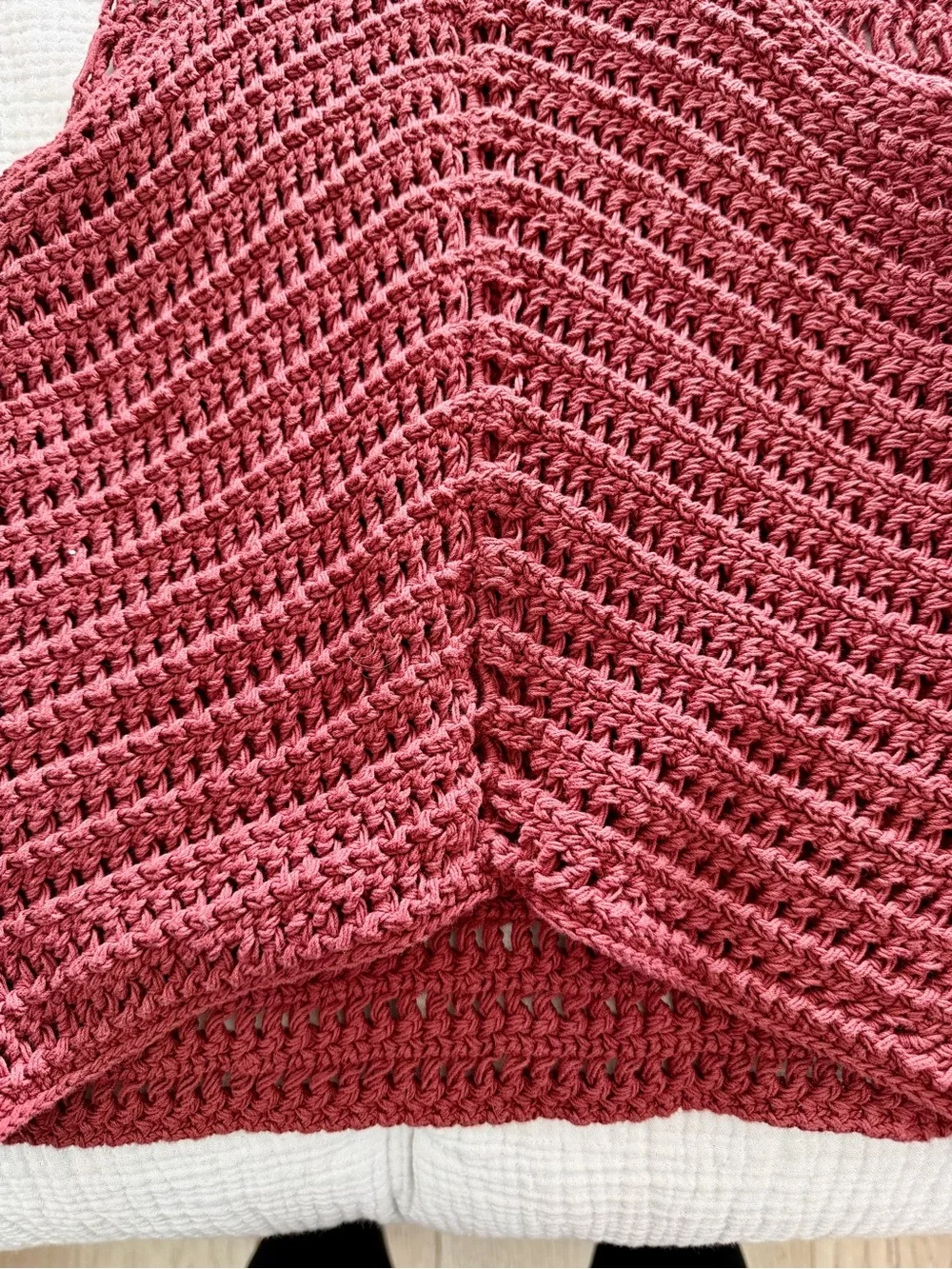 Massimo Dutti Crochet V-Neck Tank - Wine - Picture 4 of 5